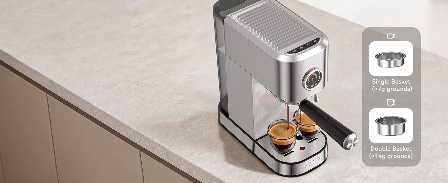 espresso machine single or double brewing dual spout portafilter