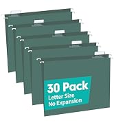 HERKKA Extra Capacity Hanging File Folders, 30 Pack Reinforced Letter Size Hanging Folders with H...