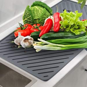 IYYI Silicone Drying Mat, Extra Large Dish Drying Mat with Drainage Outlet