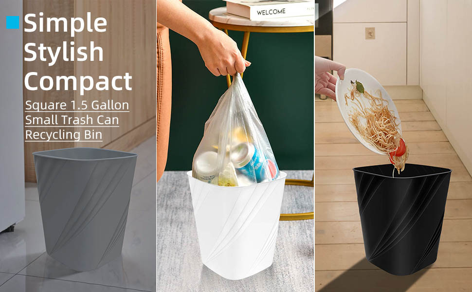 DAJITRE Small Plastic Trash Can Wastebasket Recycling Bin for Bathroom, Garbage Can