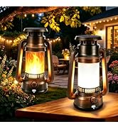 Toodour Solar Lantern Outdoor Lights, 2 Pack Vintage Solar Camping Lantern | 2 Modes, Dual Chargi...