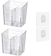 Set Of 2 Storage Organizer Bins Wall Mounted Shower Caddy, Bathroom shelves Stackable Clear Plast...