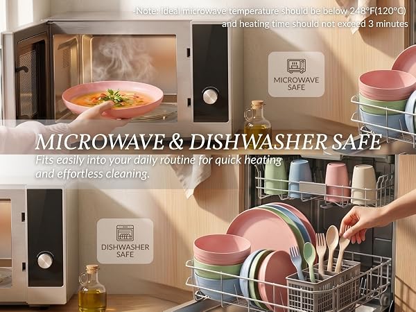unbreakable dinnerware set plastic bowls microwave safe kitchen plates cereal bowls dish sets