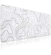 Meetcolor White Mouse Pad, 31.5" x 11.8" White Desk Mat Topographic Mouse Pad for Desktop, Large ...