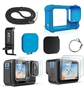 FitStill Blue Silicone Sleeve Soft Protective Case for Go Pro Hero 13 Black,Battery Side Cover&Sc...