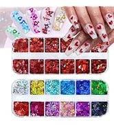 2 Boxes Nail Art Glitter Chameleon Holographic Glitter Red Nail Art Sequins 3D Flakes Laser Nail ...