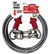 Petest Reflective Tie Out Cable with Crimp Cover for Super Dogs Up to 250 Pounds, 15 Feet