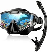Snorkel Set for Adults, Snorkel Mask with Dry Snorkel, 180° Panoramic Anti-Fog and Anti-Leak, Div...