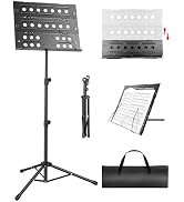 New bee Music Stand, Foldable Sheet Music Stand with Tri-fold Panel & Carrying Bag, Height Adjust...