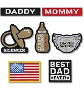 Demearly 7 Pcs Funny Dad and Mom Patch Embroidered Applique American Flag Patches for Tactical Ba...