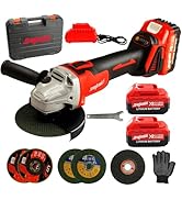 DOGTOOTH 21V Cordless Angle Grinder Kit with 10000 RPM Brushless Electric Motor, 4-1/2 Inch with ...