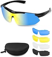 Hurdilen Polarized Cycling Sunglasses for Men Women, 5 Lenses UV Protection Anti-Glare Glasses fo...