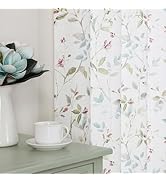 Chyhomenyc Roman Linen Blend Curtains 63 Inch Length 2 Panels Set, Light Filtering Floral Curtain...