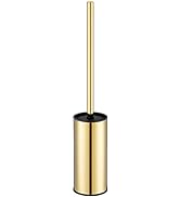 Toilet Brush Holder Gold, Stainless Steel 304 Gold Round Freestanding Toilet Bowl Brush and Holde...