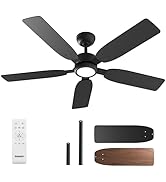 Ensenior 52 inch ceiling fan with light and remote, Noiseless Reversible DC Motor Fandelier Ceili...