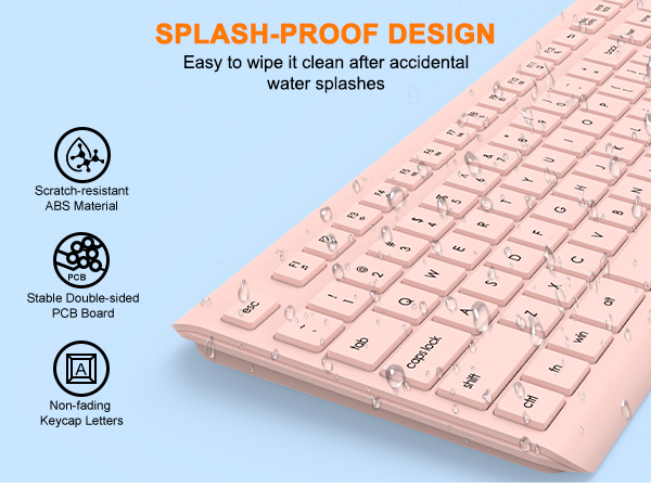 Wireless Keyboard and Mouse Combo, Full Size Silent Ergonomic Keyboard Mouse