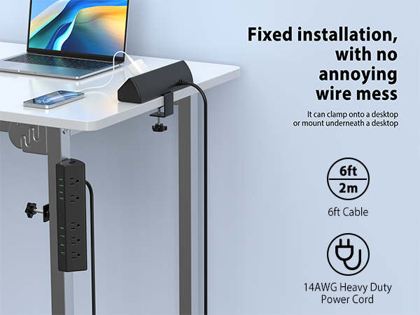 Desk Clamp Power Strip