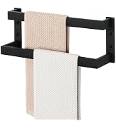 Alise Double-Layer Towel Bar, Matte Black Towel Racks for Bathroom Wall Mounted, Stainless Steel ...