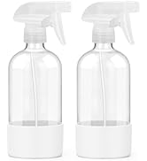 Worldgsb 2 Pack Glass Spray Bottles with Silicone Sleeve, 16 oz Empty Refillable Containers with ...