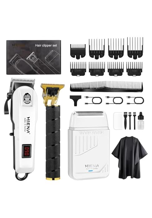 HIENA PRO Hair Clippers for Men, 3-in-1 Cordless Barber Kit | 3-in-1 clipper, T-blade trimmer and...