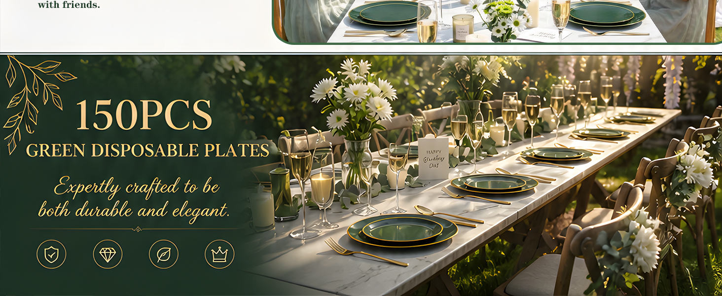 Green disposable plastic plates