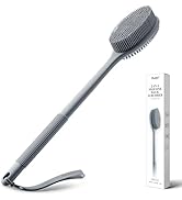 CORATED Silicone Back Scrubber for Shower, Exfoliating Body Scrubber with Long Handle, 2-in-1 Bod...