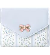 Sunwel Fashion Floral Prints Wallet with Pink Bow Small Bifold Wallet with Zipper Coin Pouch Card...