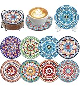 Muzagroo Art Mandala Diamond Painting Coasters Kits with Holder 5D Diamond Art Kits for Beginners...
