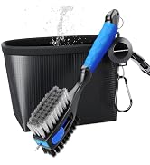 THIODOON Golf Club Brushes and Golf Ball Cleaning Bag 2Pc Set 2 ft Retractable Zipline Carabiner ...