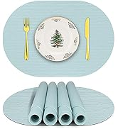 Silicone Placemats, Oval Placemats for Dining Table, Placemats Set of 4, Non-Slip Waterproof Heat...