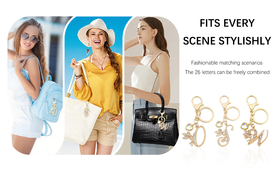 The gold 26 letters keychain can be freely combined