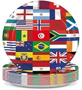WRXVVTSV 50 Pcs 7 Inch World Flags Paper Plates, International Soccer Theme Dessert Plates for Ar...