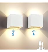 SURPALIG Battery Operated Wall Sconce Set of 2, Motion Sensor Light Indoor, 6000mAh Wall Lights R...