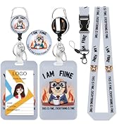 HASFINE I Am Fine Dog Badge Holder with Breakaway Lanyard & Retractable Badge Reel with Heavy Dut...