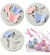 JOERSH 3PCS Butterfly Mold, Cute Butterfly Silicone Fondant Mold for Cake Decorating, Cupcake Top...