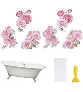 MOROBOR Non Slip Bathtub Stickers 6PCS Pink Flower Bathtub Sticker Anti-Slip Adhesive Bathtub Dec...