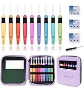 Yarniss 9 Pieces Lighted Crochet Hooks with Case,2.5 mm-6.5 mm LED Light Crochet Hooks for Dark Y...