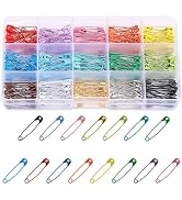 300 Pcs Colored Safety Pins for Clothes,32mm/1.26inch Small Safety Pins15 Colors Safety Pins Asso...