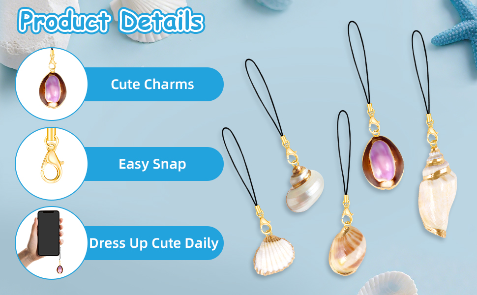 5Pcs Shell Phone Charms
