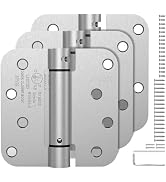 AmzGod Self Closing Door Hinges 4 Inch, Brushed Nickel Spring Loaded Hinges 5/8'' Radius Corners,...
