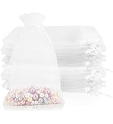 Organza Bags 100PCS, 4x6 inch Small Mesh Bags Drawstring, White Sheer Organza Bags, Wedding Party...