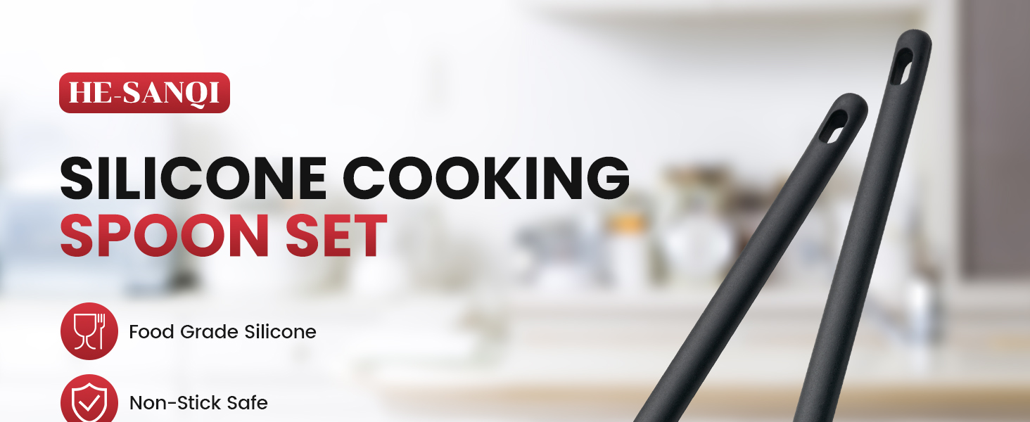 Silicone cooking spoon set