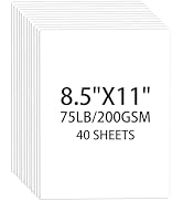 White Cardstock 8.5 X 11, 40 Sheets Card Stock, 75lb/ 200gsm Copy Paper, Cardstock Printer Paper ...