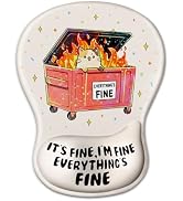 Cat Mouse Pad with Wrist Rest Funny Cute Ergonomic Mousepad Middle Concave | Dumpster on Fire Wri...
