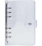 XiowDow Clear A6 Binder with Inner Pockets Plastic Clear PVC Notebook Cover 20mm Diameter Silver ...