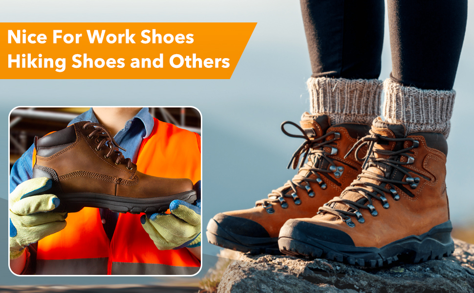 VSUDO 4mm round shoelaces nice for work shoes, hiking shoes and trainers shoes