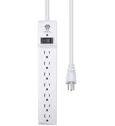 OSKOS 7-Outlet Surge Protector with 3-Foot Power Cord, 900 Joules, 15A/1800W, Wall-Mountable, UL ...