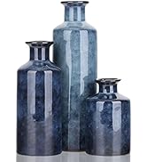 Blue Ceramic Vases Set - 3 Blue Small Vase, Farmhouse Country Blue Vases Home Decor, Living Room ...