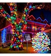Joomer Solar Christmas String Lights, 39FT 100LED Waterproof Outdoor Lights with 8 Modes Twinkle ...