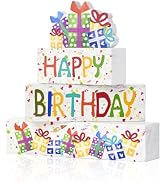 Smile Birthday Wooden Decorations, Wooden Sign Blocks Colorful Happy Birthday Tiered Tray Centerp...